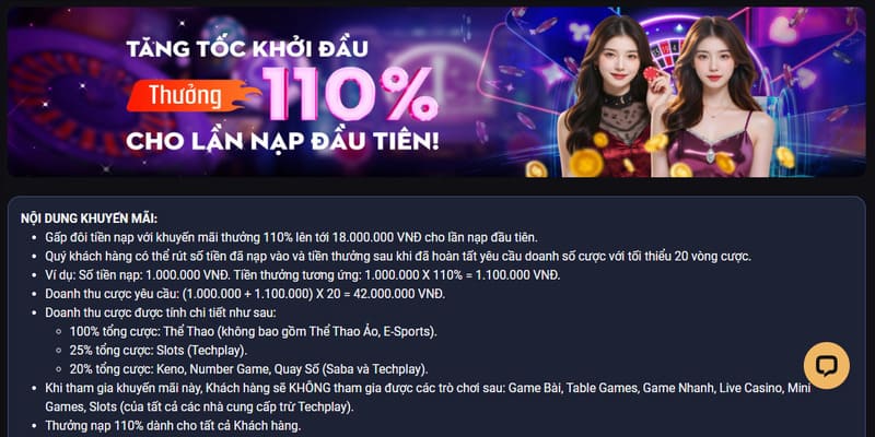 Tổng hợp các chương trình khuyến mãi hấp dẫn tại WINVN 2 Đối với các thành viên nạp đầu sẽ có cơ hội nhận 110% giá trị tiền nạp